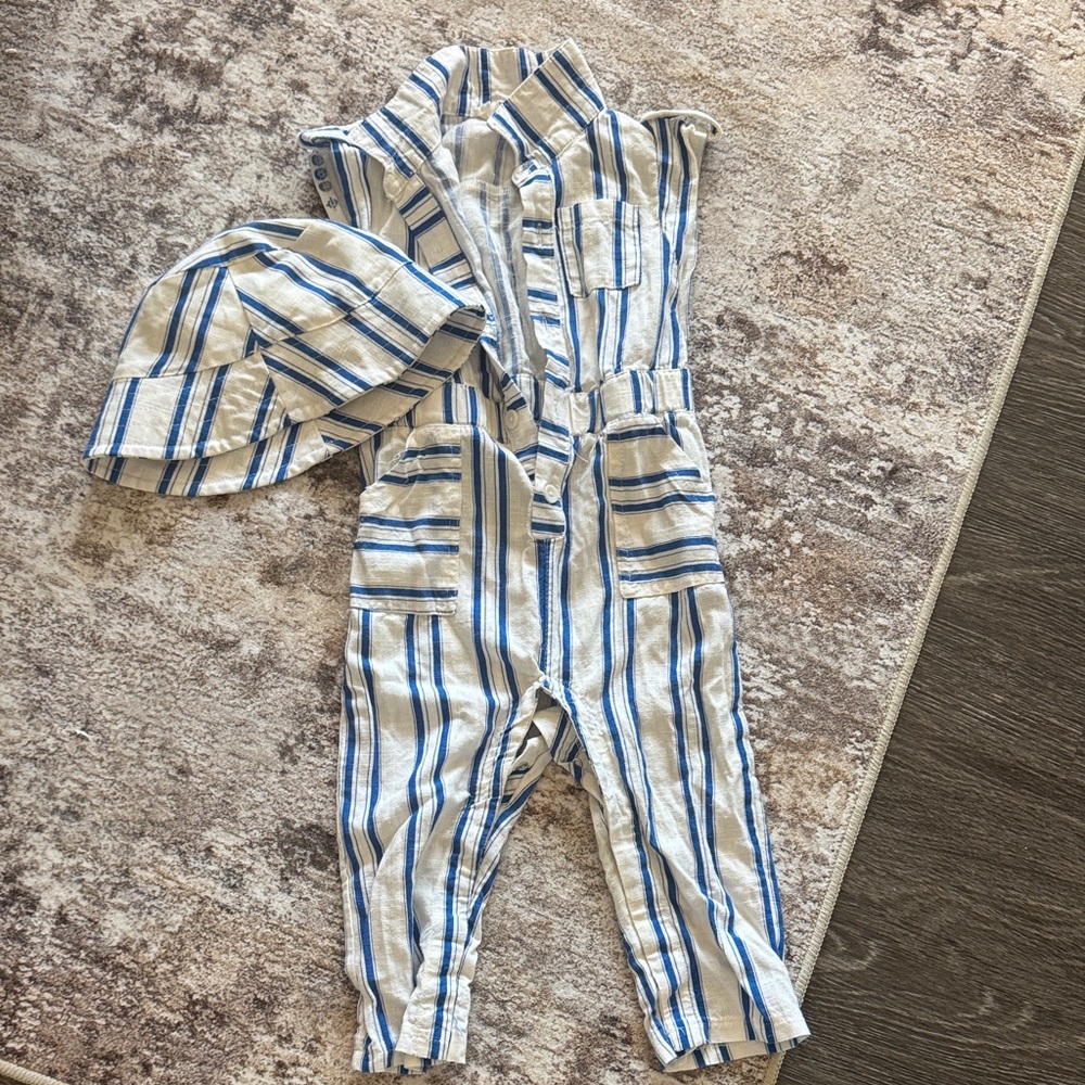 Jessica Simpson Blue and White Striped Kids Bodysuit